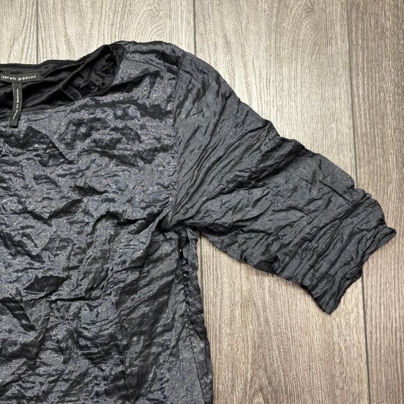 Sarah Picini Avant Garde Crinkle Dress Navy Designer Italy 3 - Picture 4 of 10